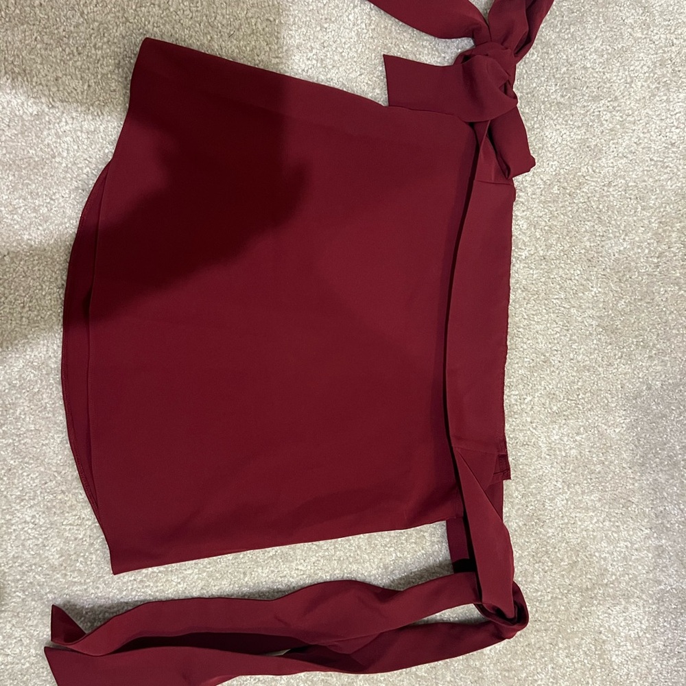 Miami Deep Red Shirt with bows on shoulders. Off the shoulder top.